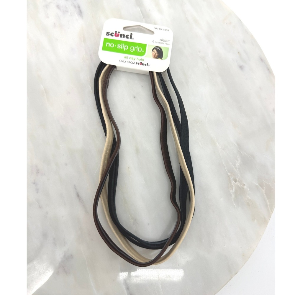 Scunci No Slip Grip Headbands 4 Pack Neutral Black Brown Tan 58359-T NEW